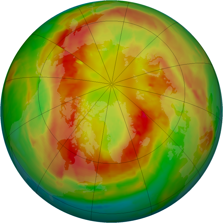 Arctic ozone map for 07 March 2015
